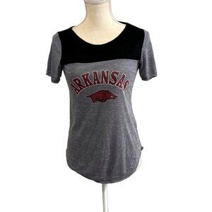 Women's Blue 84 Arkansas Razorback NCAA Short Sleeve T-Shirt. Size Small